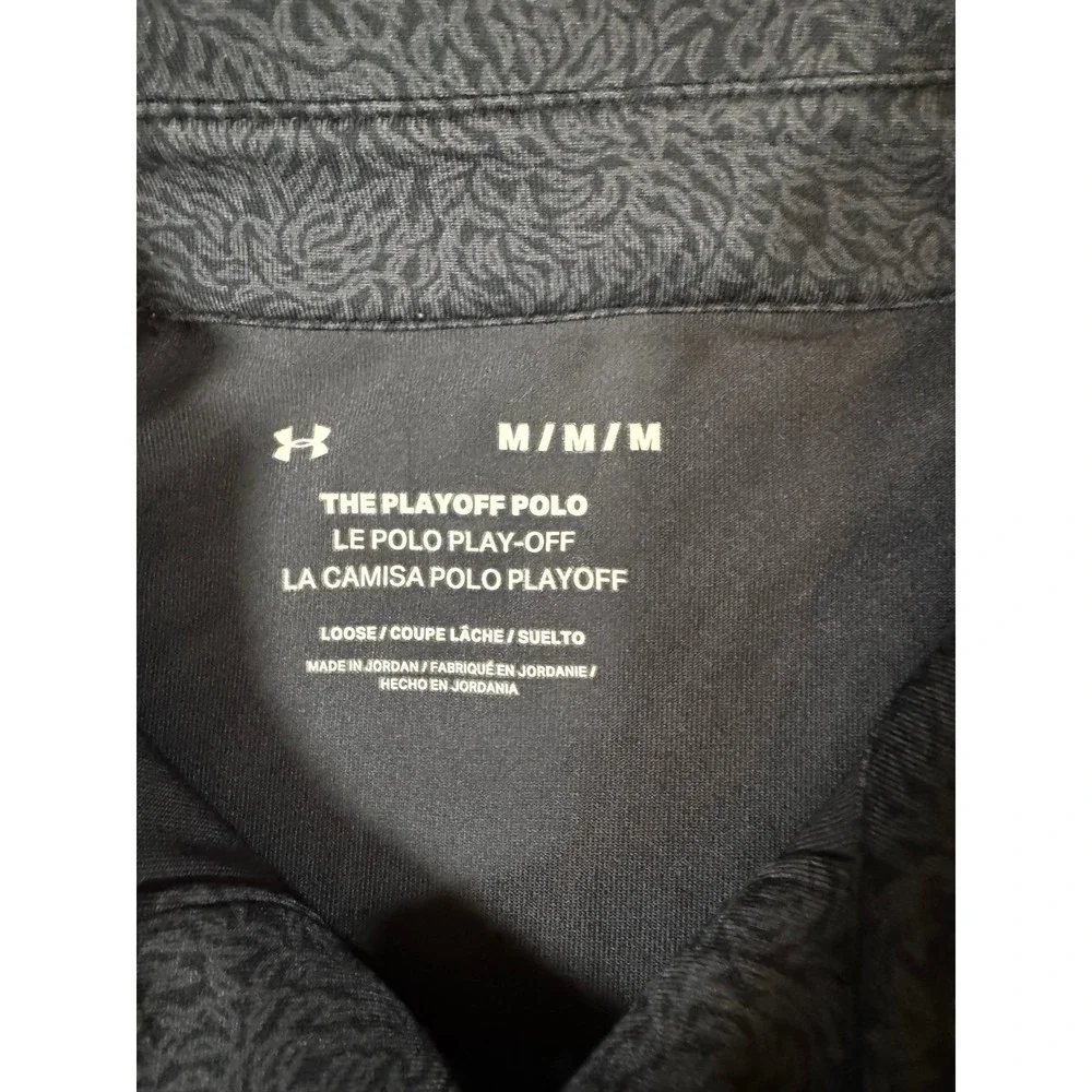 Under Armour Mens The Playoff Polo Shirt Medium Black Gray Pattern Performance